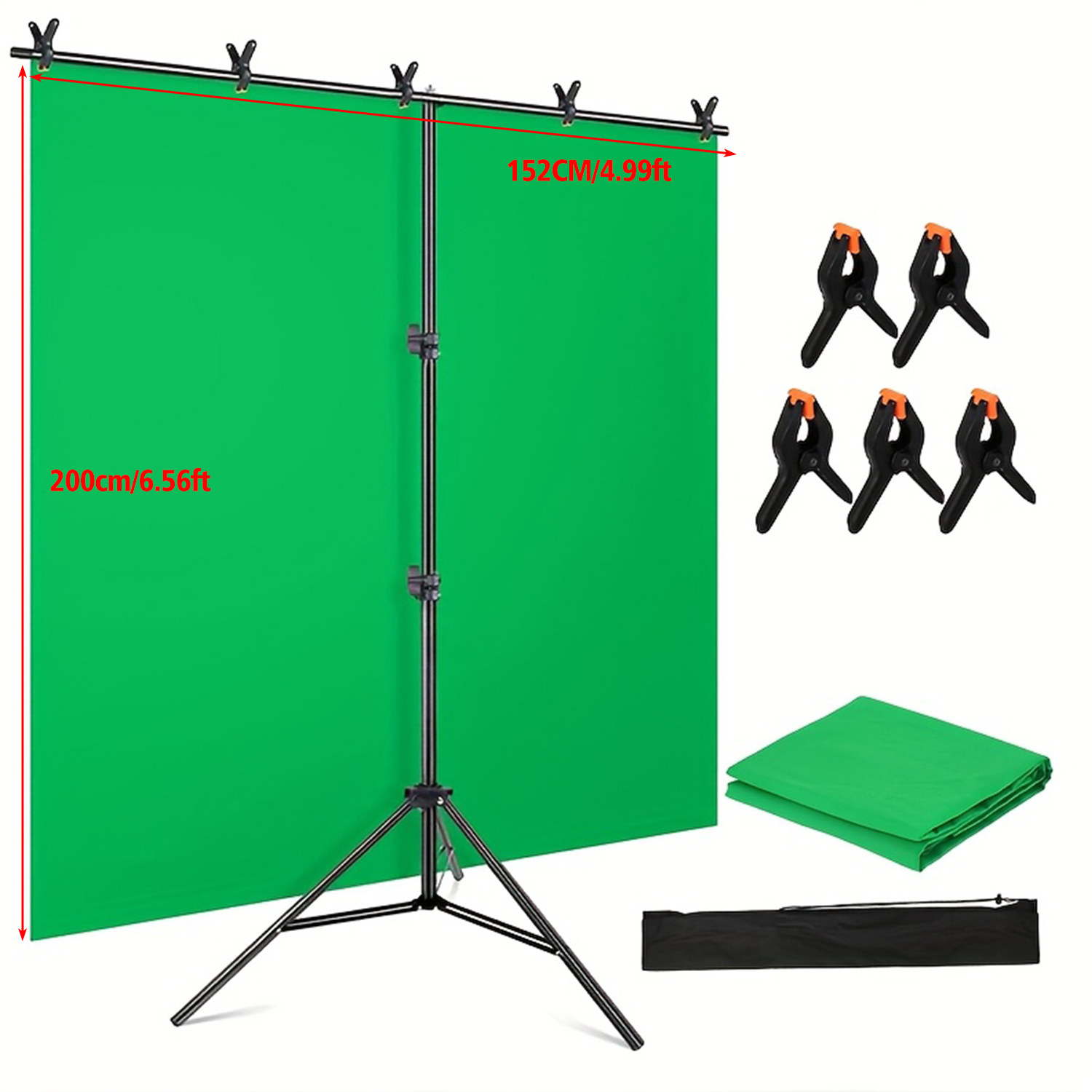 Green Screen Collapsible - Grünes Bildschirm-Hintergrund-Set mit Ständer, grüner Bildschirm-Hintergrund