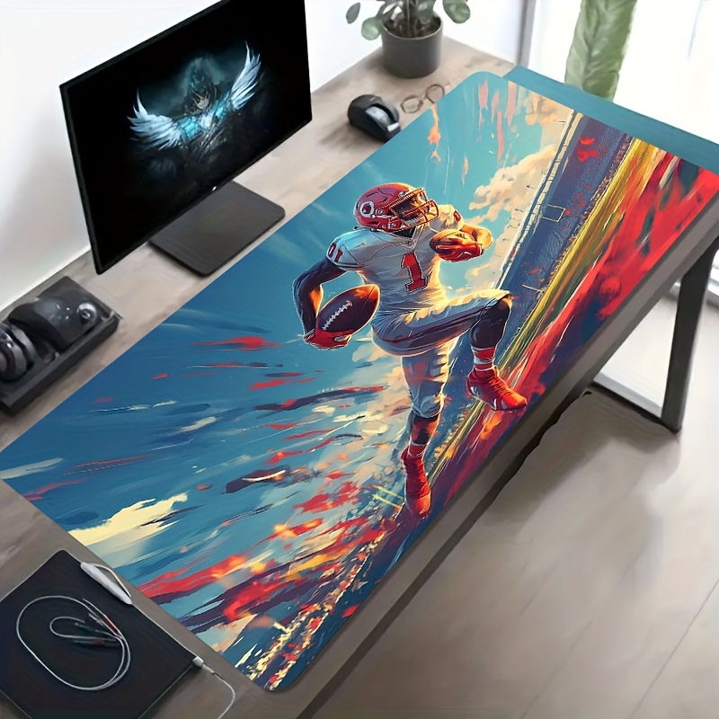 Esports Gaming Brands - Großes Gaming-Mauspad mit Fußballspieler-Design, rutschfeste Gummibasis,