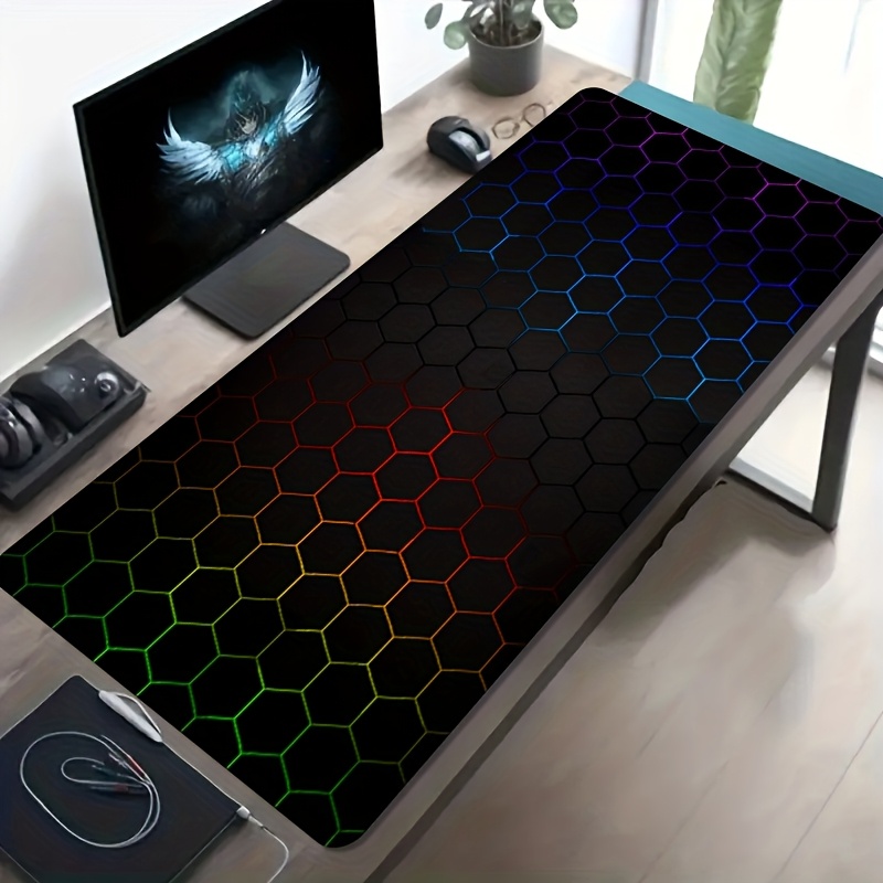 Esports Gaming Brands - Marken-Großes Esports-Gaming-Mauspad Buntes Hexagon-Design Rutschfeste Waschbare