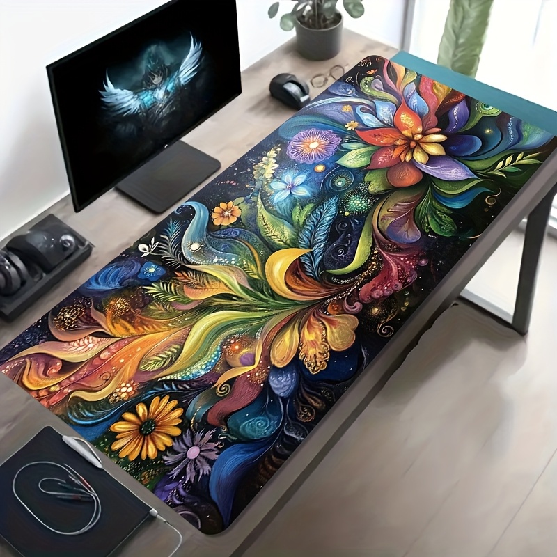 Esports Gaming Brands - Marken-Gaming-Mauspad Großes E-Sport-Schreibtischpad Farbenfrohe Fantasy-Blumenmuster Rutschfeste