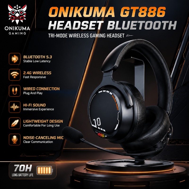 Esports Gaming Video - ONIKUMA GT886 Gaming-Headset Tri-Modus Leichtgewichtig Kabellos
