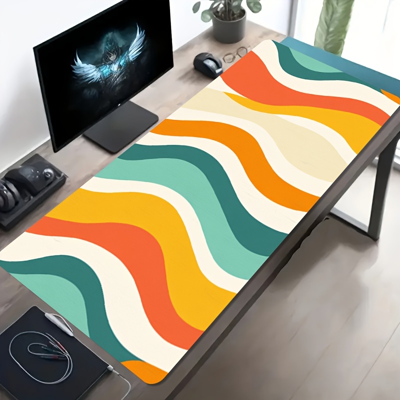 Esports Gaming Brands - Marken-Großes Esports-Gaming-Mauspad Vintage Geometrische Wellenstreifen Rutschfeste