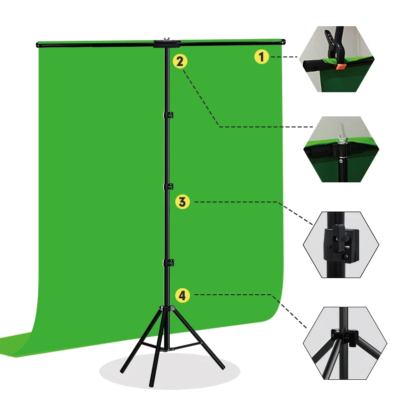 T-förmiges Hintergrundständer- – Green Screen Collapsible Bewertung und Preis