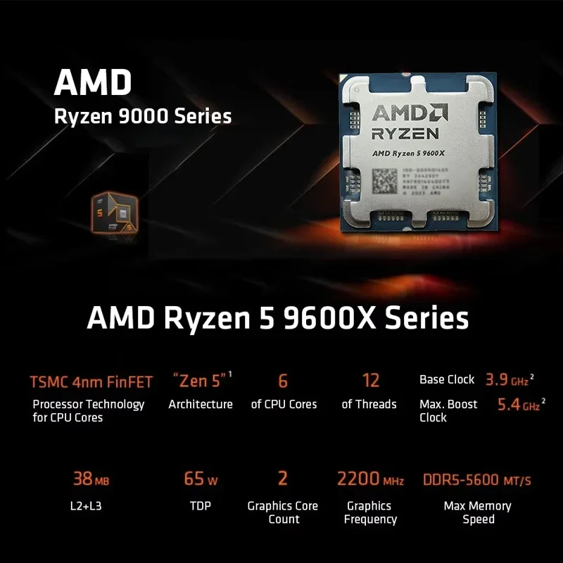 AMD Ryzen 5 9600X 100% AMD R5  – Amd Cpu Ryzen 5 Bewertung und Preis